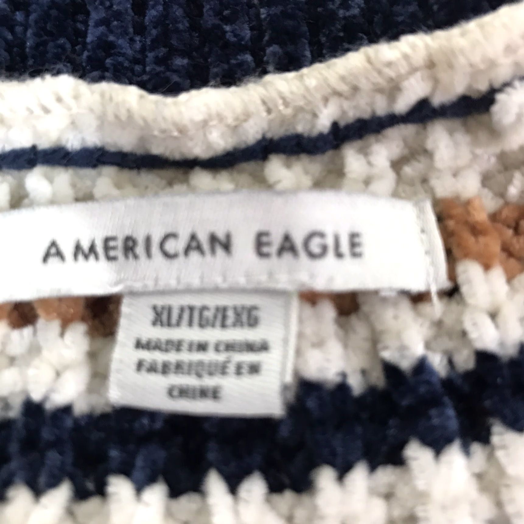 American Eagle Outfitters American Eagle Womens Pullover Sweater Cropped V-Neck Long Sleeve XL Multicolor Knit Casual Fall Winter Size XL / US 12-14 / IT 48-50 - 3 Thumbnail