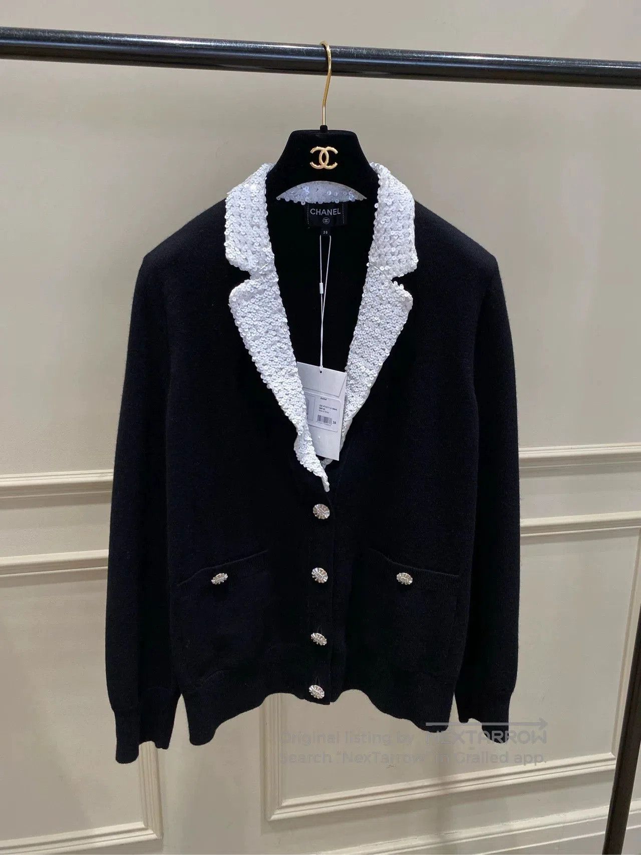 Chanel Chanel 23C Black White Sequin Jacket. Size US XS / EU 42 / 0 - 1 Thumbnail