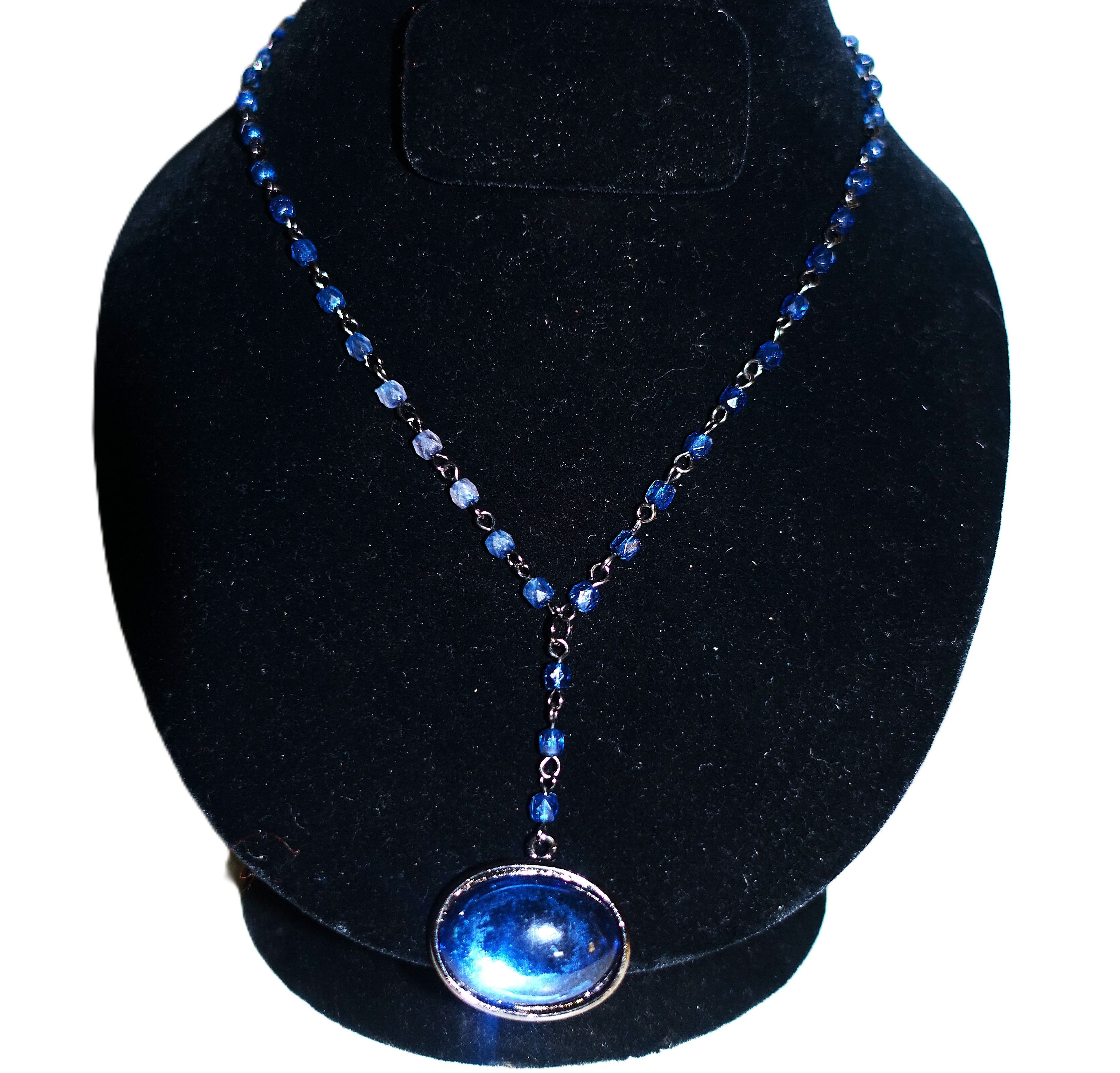 Other Claires Silver Tone Blue Bead Pendant Choker Necklace Size ONE SIZE - 3 Thumbnail