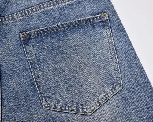 VIBE Men's straight American loose casual washed raw edge jeans Size US 32 / EU 48 - 5 Thumbnail