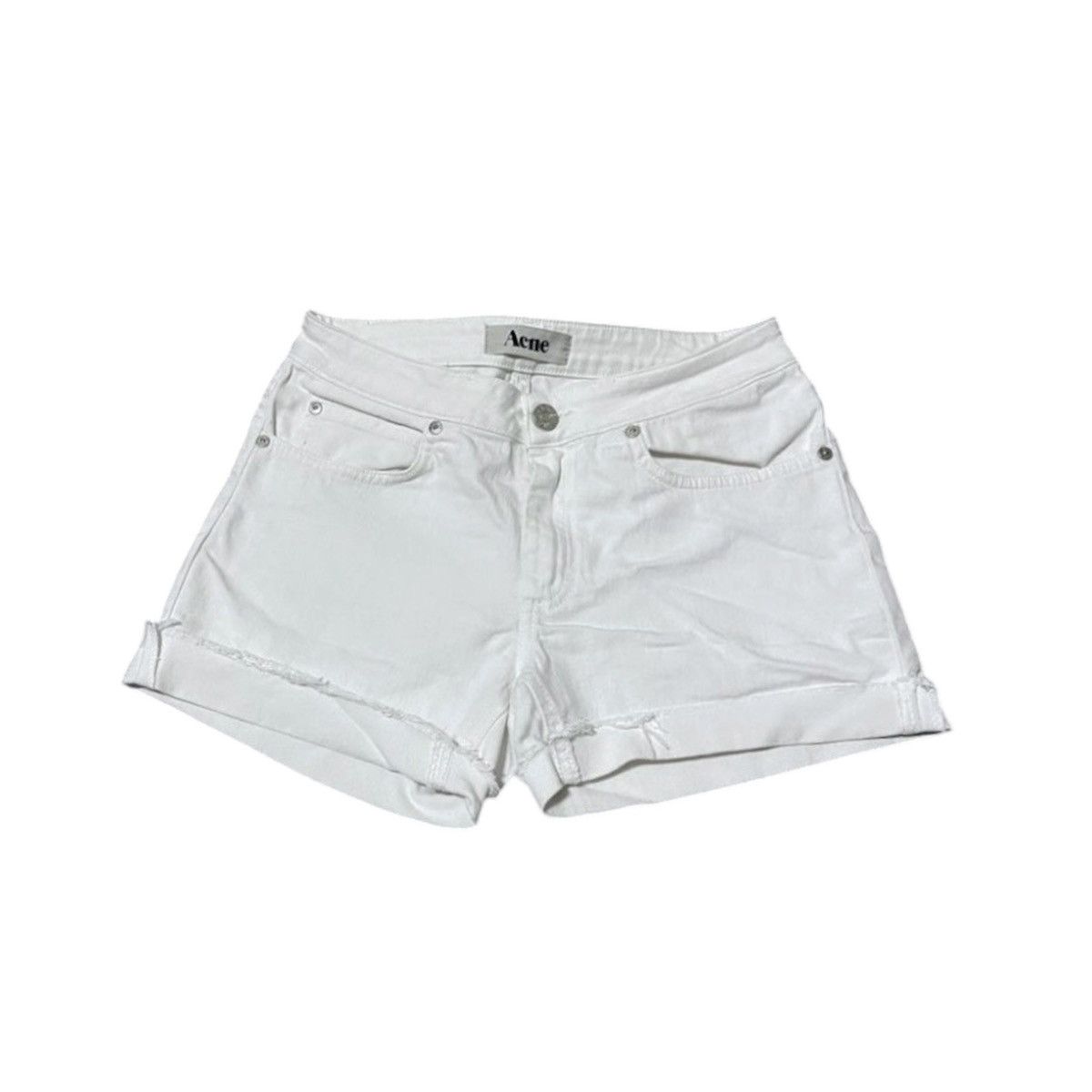 Acne Studios Women's Acne Studios Hep White Fringed Cropped Denim Shorts Size 28" / US 6 / IT 42 - 1 Thumbnail