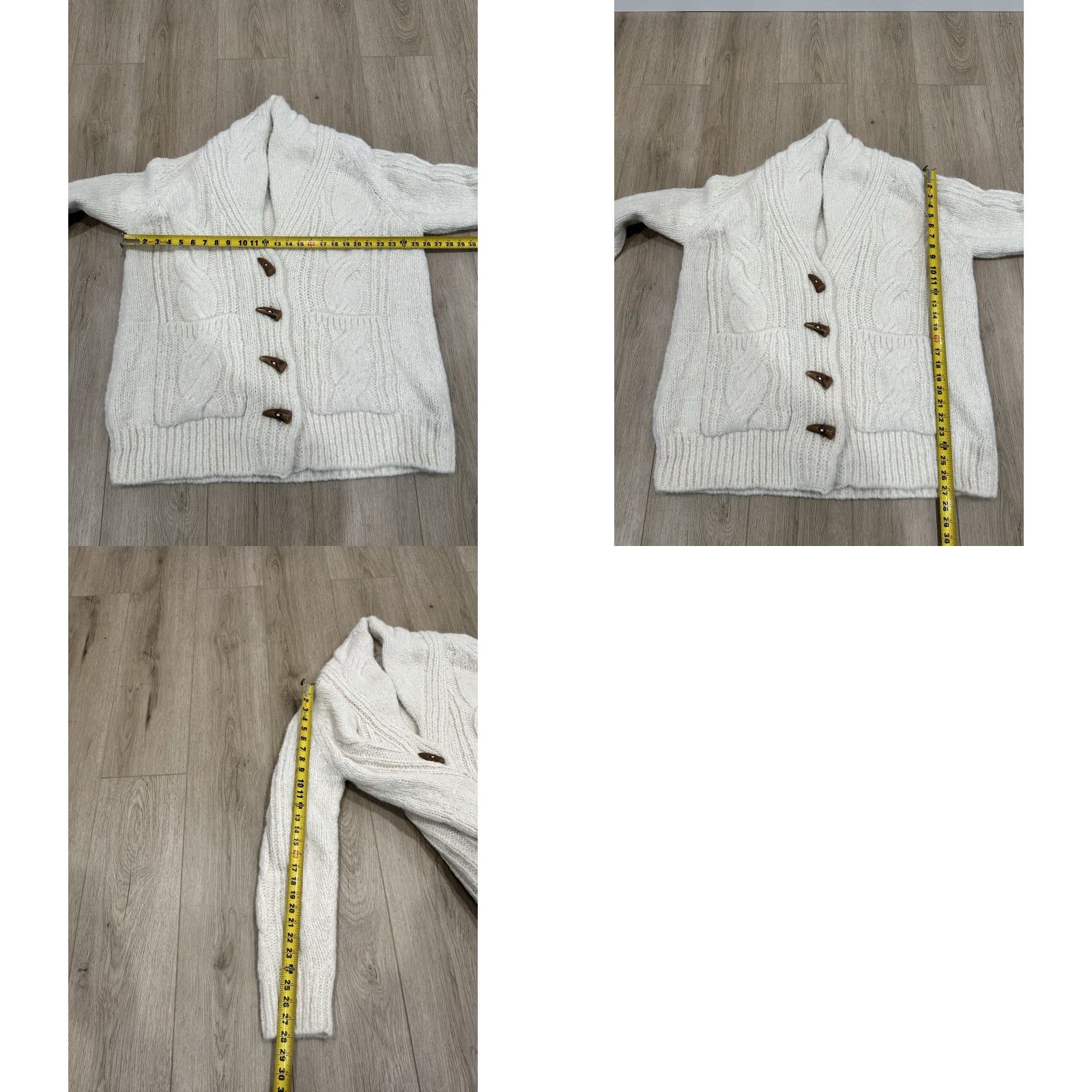 Faherty VINTAGE Faherty Cardigan XL Ivory Alpaca Wool Winter Sweater Women Size XL / US 12-14 / IT 48-50 - 9 Thumbnail