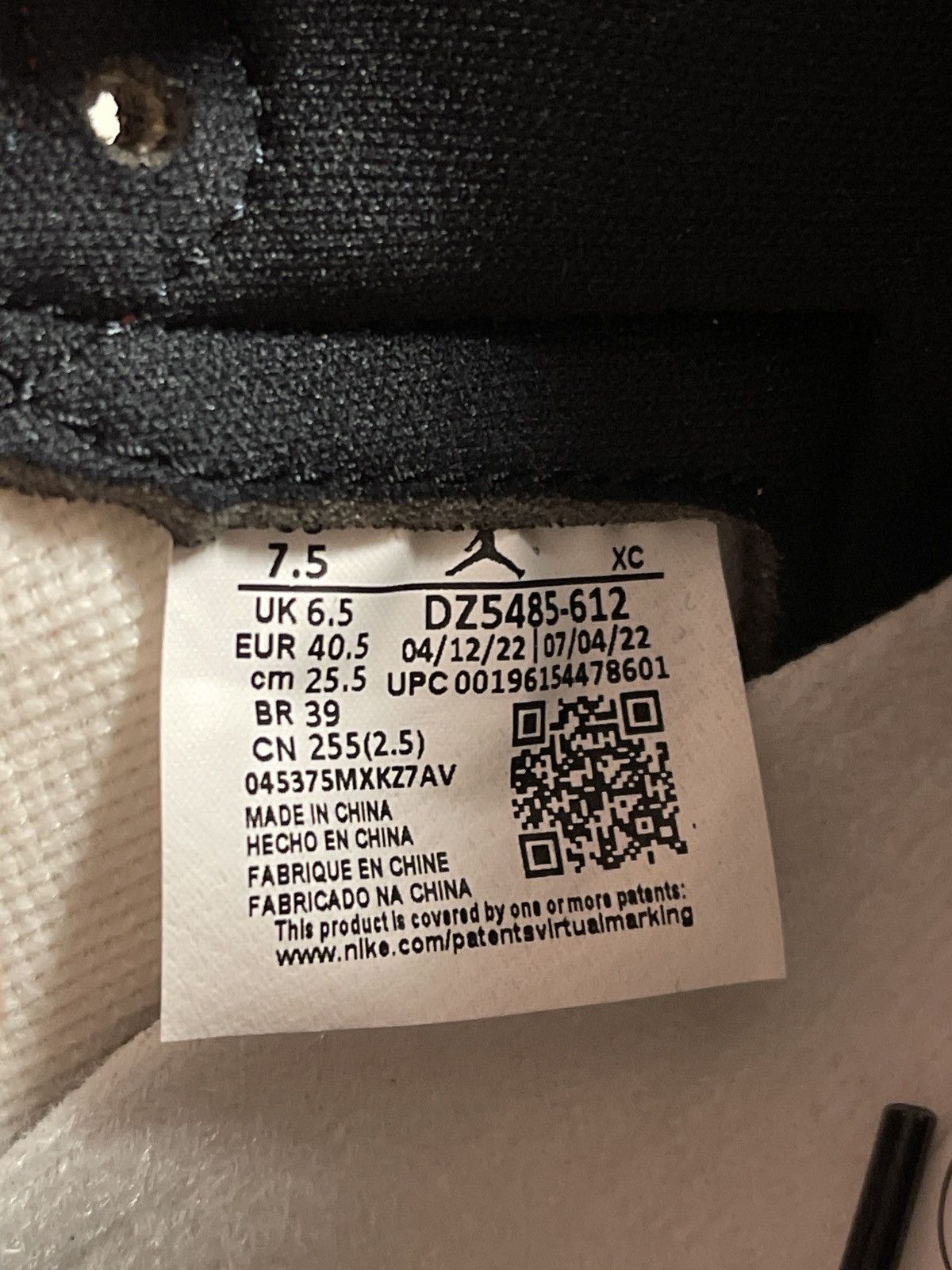 Jordan Brand Air Jordan 1 Retro High Lost and Found Size 7.5 DZ5485-612 Size US 7.5 / EU 40-41 - 9 Thumbnail