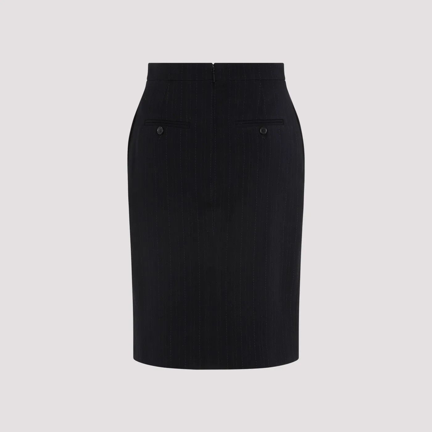 Saint Laurent Paris o1s1wg110924 Pencil Skirt in Wool in Black Size 26" / US 2 / IT 38 - 2 Thumbnail