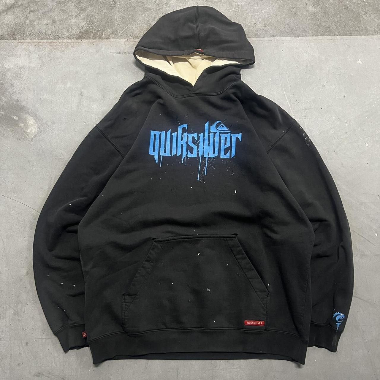 Quiksilver × Vintage VintageY2K Quiksilver Skater Black Y2K Paint Splatter Hoodie Size US S / EU 44-46 / 1 - 1 Thumbnail
