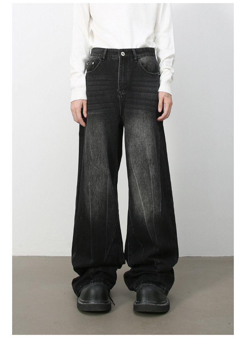 Japanese Brand × Jean Men's American retro distressed striped loose straight jeans Size US 32 / EU 48 - 1 Thumbnail