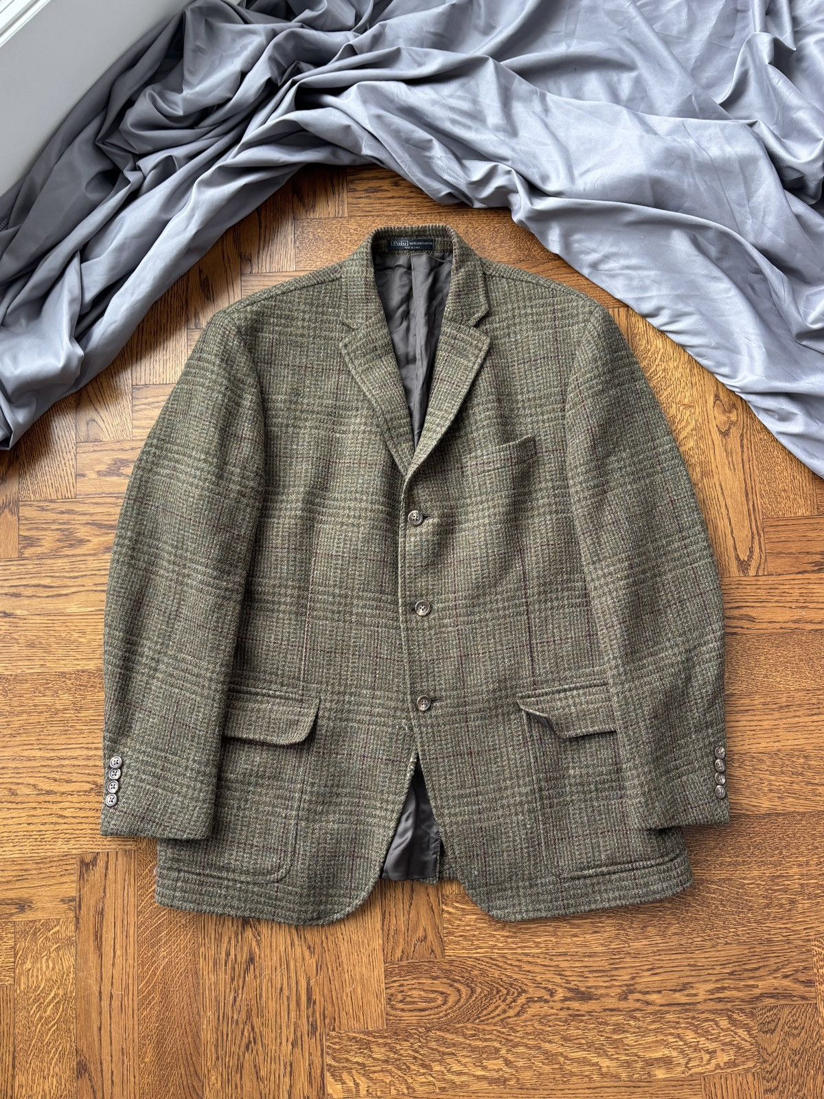 Harris Tweed × Polo Ralph Lauren × Vintage Vintage Polo Ralph Lauren Blazer Vintage Tweed Wool Plaid Size 44R - 9 Thumbnail