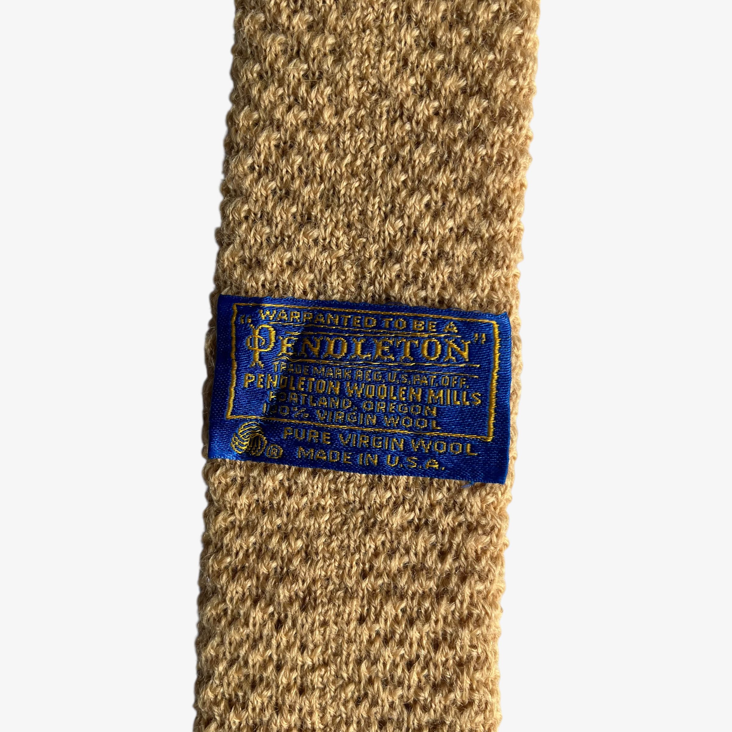 Pendleton Vintage 80s Pendleton Beige Pure Virgin Wool Knitted Tie Size ONE SIZE - 2 Thumbnail