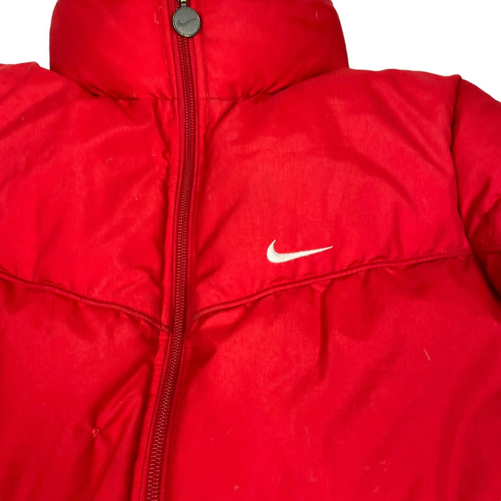 Nike × Vintage Nike Women's Red Embroidered Swoosh Full Zip Puffer Jacket M Size M / US 6-8 / IT 42-44 - 3 Thumbnail