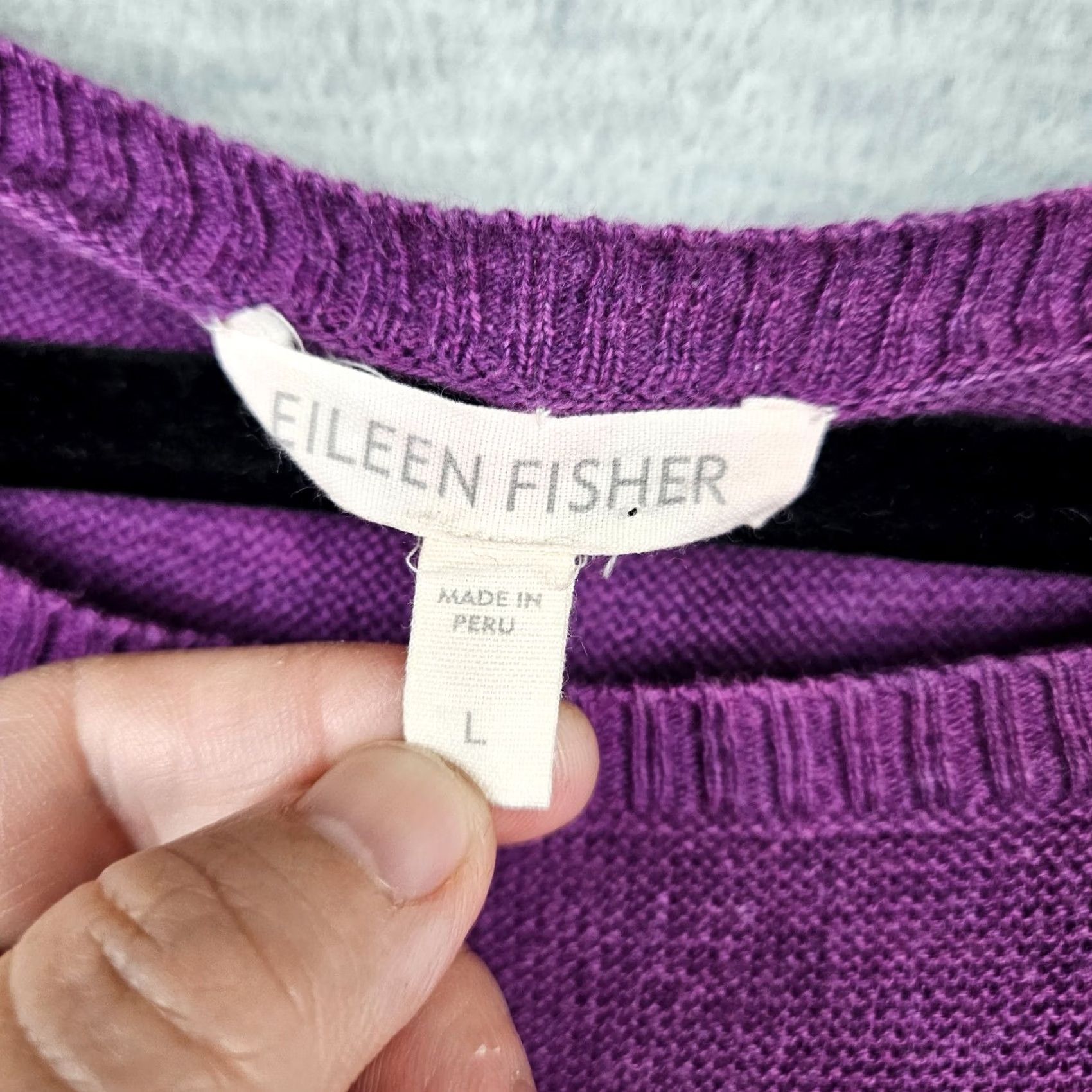 Eileen Fisher Eileen Fisher Women's Purple Pullover Light Weight Sweater L Knit Cotton Cardigan? Size L / US 10 / IT 46 - 3 Thumbnail