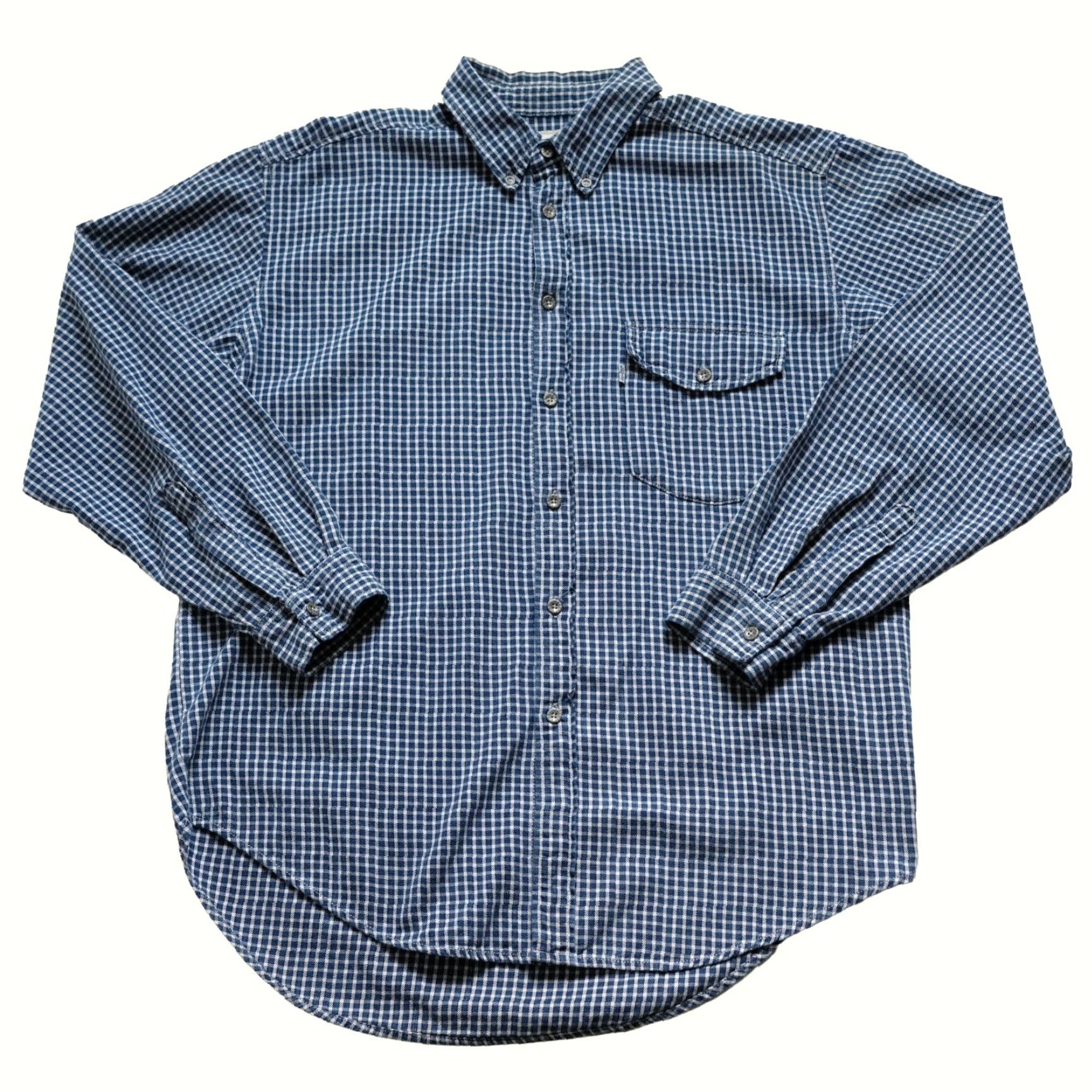 Levi's VINTAGE Levi's Button-Up Shirt 90s Flannel Plaid Cotton Blue L Men Cowboy Casual Shirt 1997 PAIR PIT TO PIT 25" LENGTH 33" SLEEVE 21" MENS Size US L / EU 52-54 / 3 - 2 Thumbnail