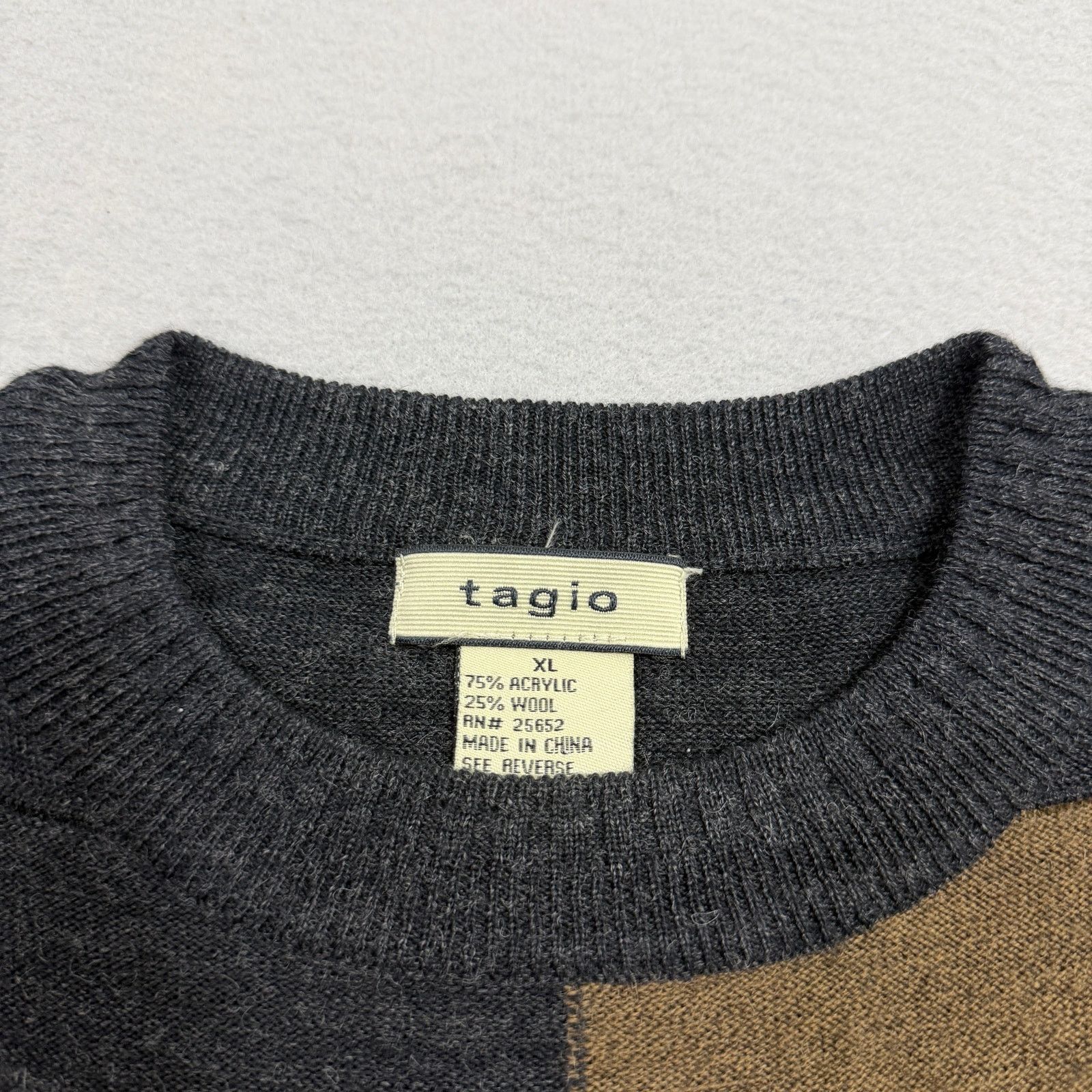 Vintage Vintage Tagio Sweater Extra Large Gray Checkered Wool Blend Size US XL / EU 56 / 4 - 4 Thumbnail