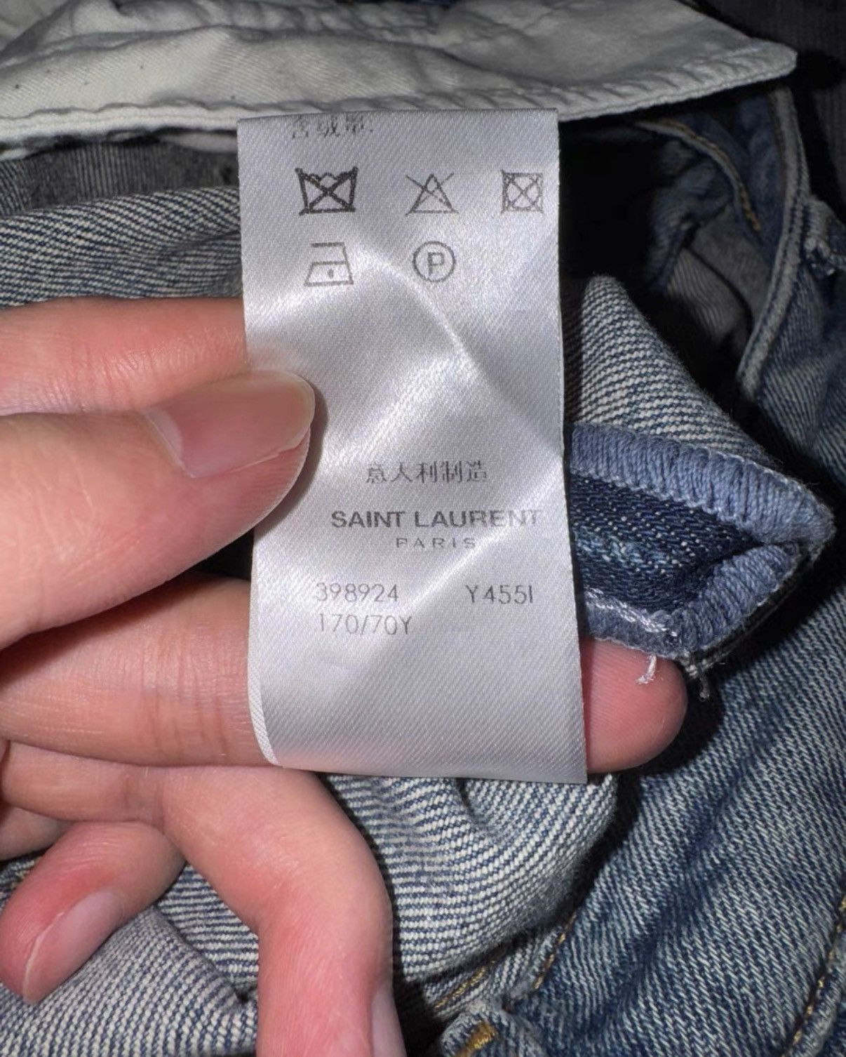 Saint Laurent Paris Saint Laurent Light Blue Distressed Single-Slash Denim Jeans Size US 30 / EU 46 - 7 Thumbnail