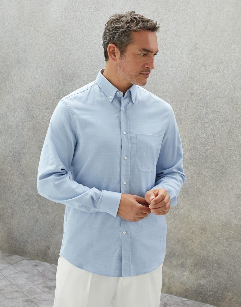 Brunello Cucinelli o1w1db10924 Shirt in Bright Blue Size US M / EU 48-50 / 2 - 1 Preview