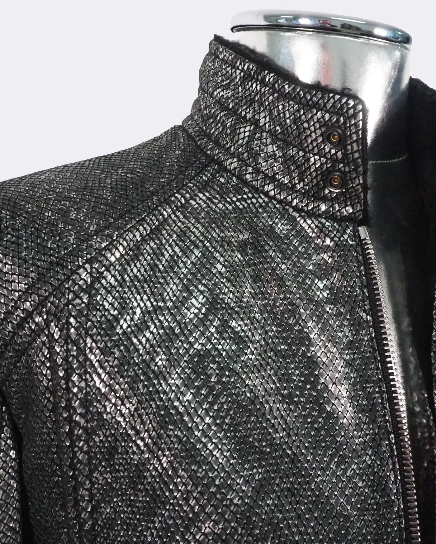 Hugo Boss Hugo Boss 'Codes' Shearling Silver Leather Jacket $2125 Size US S / EU 44-46 / 1 - 15 Thumbnail