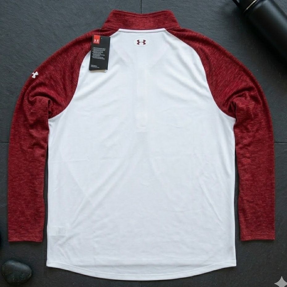 Under Armour Under Armour Tech 1/4 Zip Pullover Mens XL White Red Long Size US XL / EU 56 / 4 - 3 Thumbnail