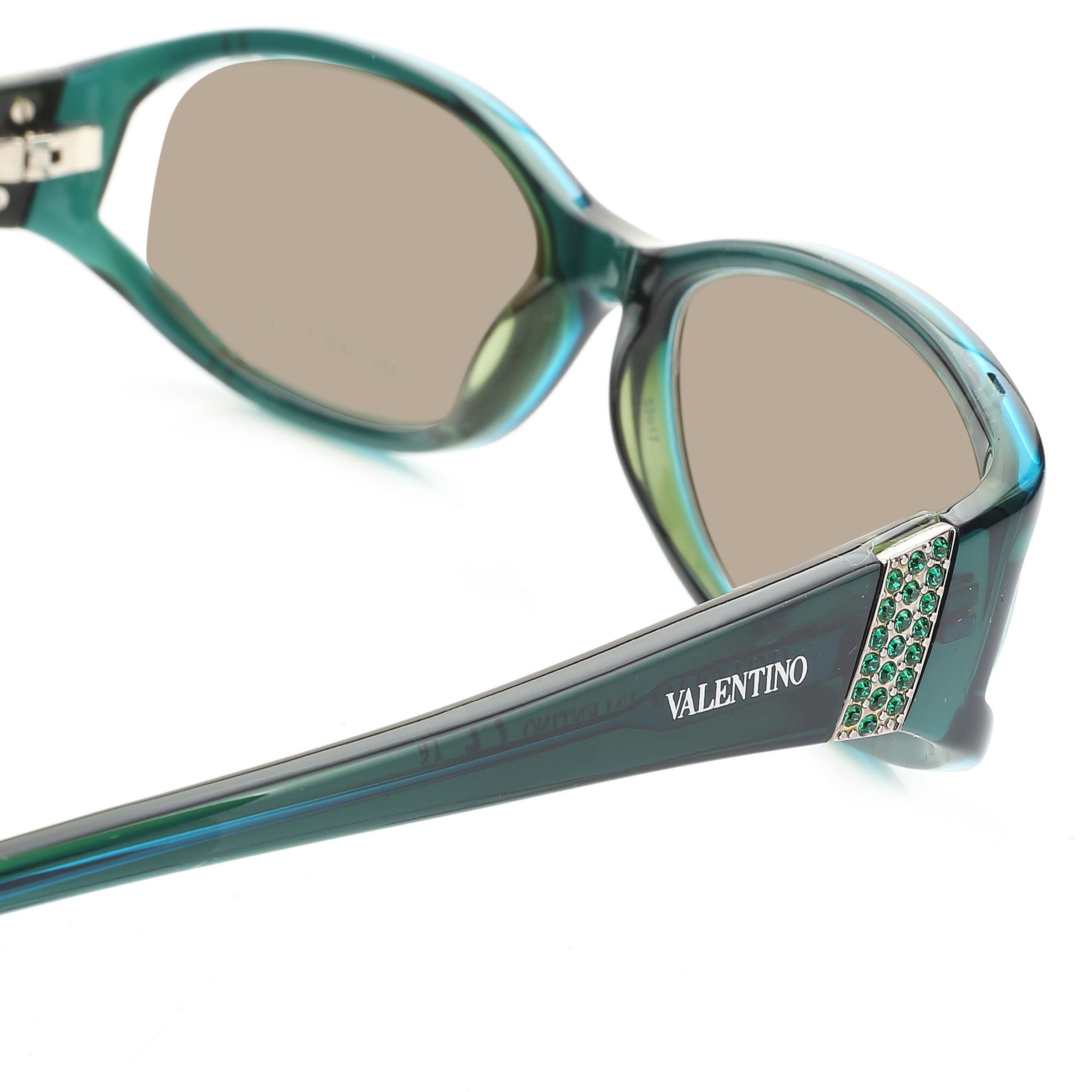 Valentino Valentino '00s Bottle Green Crystals Plastic Sunglasses Size ONE SIZE - 3 Thumbnail