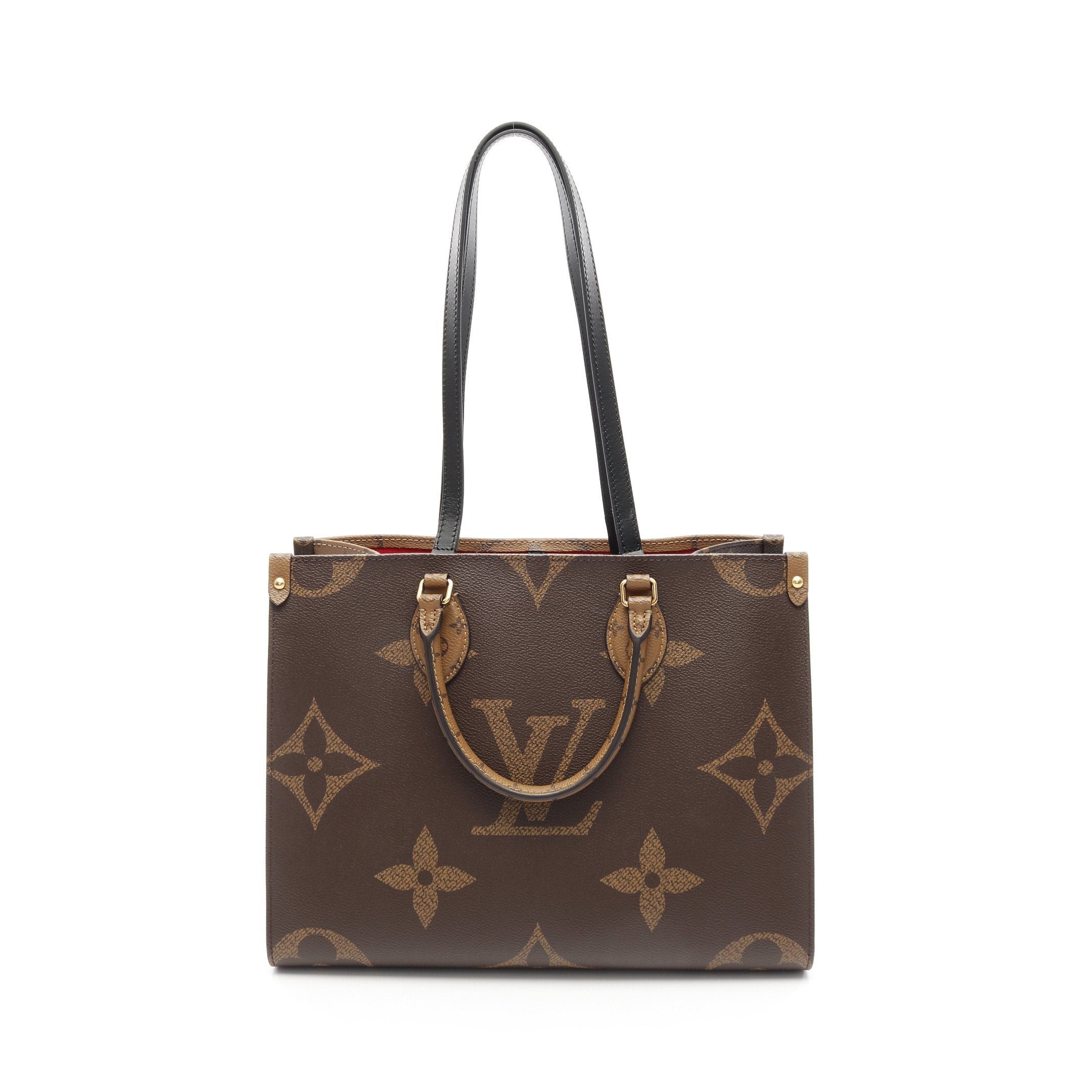 Louis Vuitton Louis Vuitton On-The-Go Mm Monogram Giant Reverse Shoulder Bag Tote Leather Brown Beige Size ONE SIZE - 1 Thumbnail