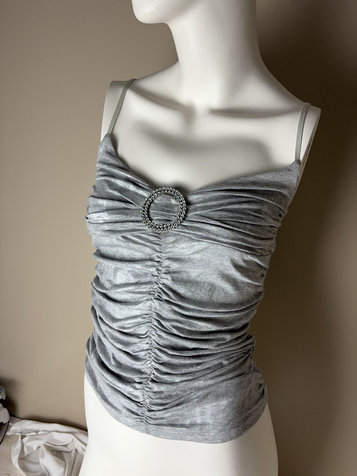 Vintage Glamour sexy silver tank top coquette style Size XS / US 0-2 / IT 36-38 - 1 Thumbnail