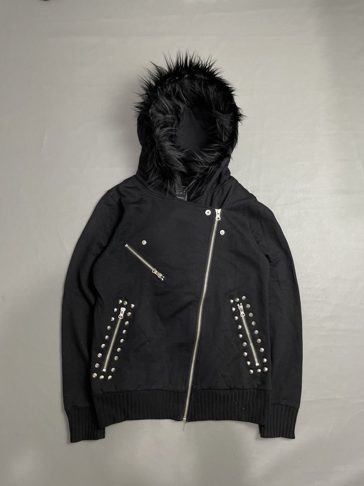 Japanese Brand Studded Rock Zip Fur Hoodie Size US M / EU 48-50 / 2 - 1 Thumbnail