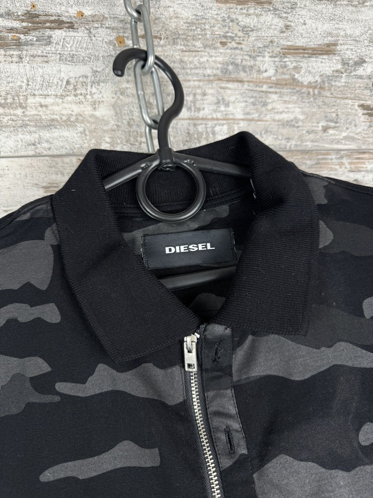 Diesel Diesel Camouflage Polo Shirt Black Grey Slim Fit Zip XS Size US XS / EU 42 / 0 - 6 Thumbnail
