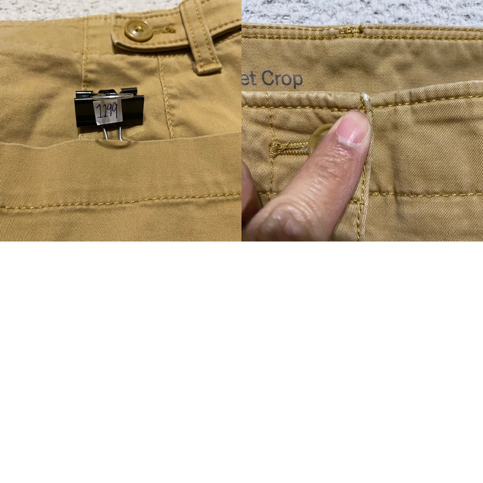 Talbots Talbots Womens 10 Pants Beige Straight Crop High Rise 5-Pocket Design Inseam 25 in Medium Wash Cotton Spandex Button Zip Size 32" / US 10 / IT 46 - 9 Thumbnail