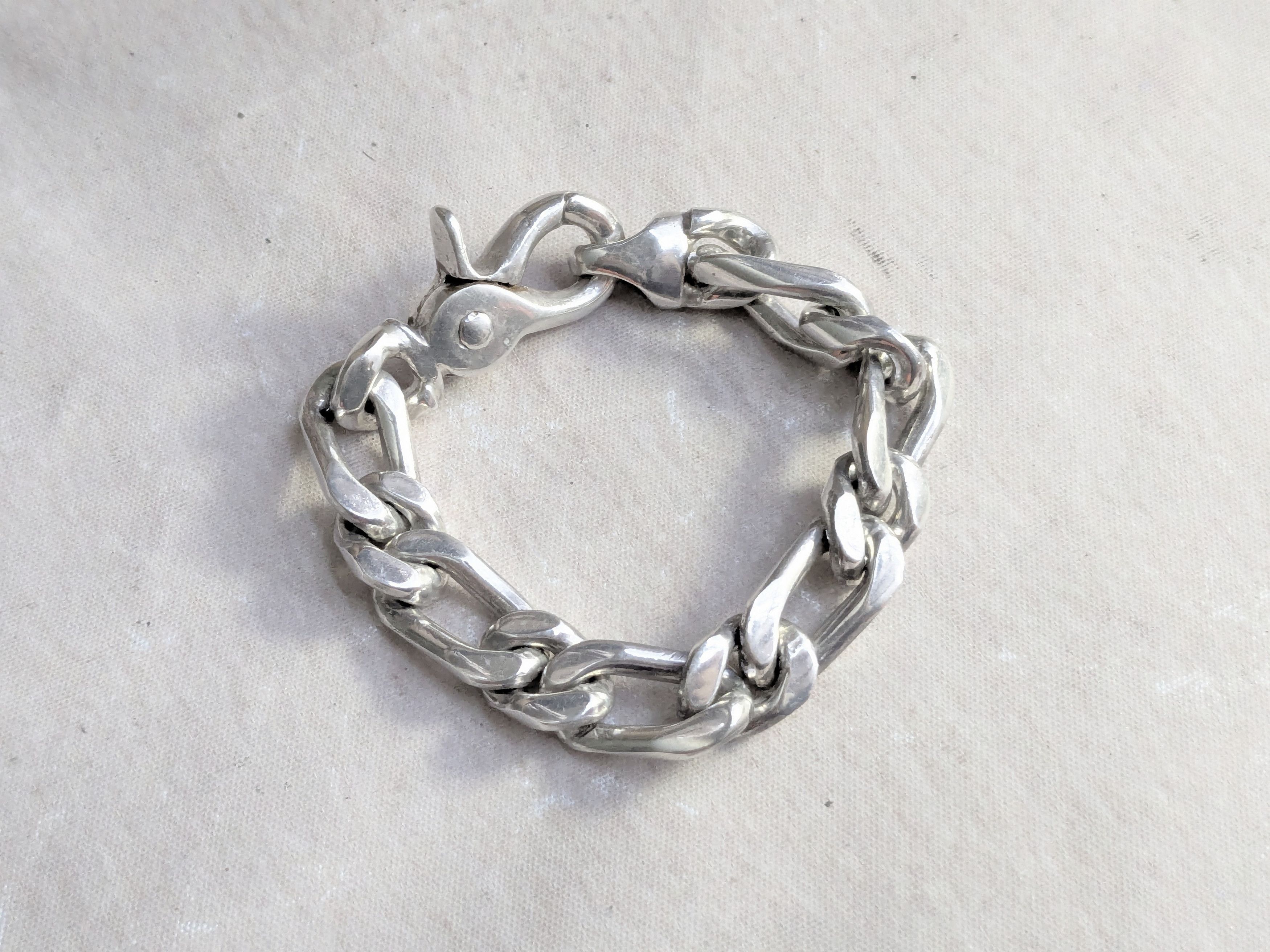 Jewelry Vintage Sterling Silver Figaro Bracelet 7" Biker Size ONE SIZE - 1 Thumbnail