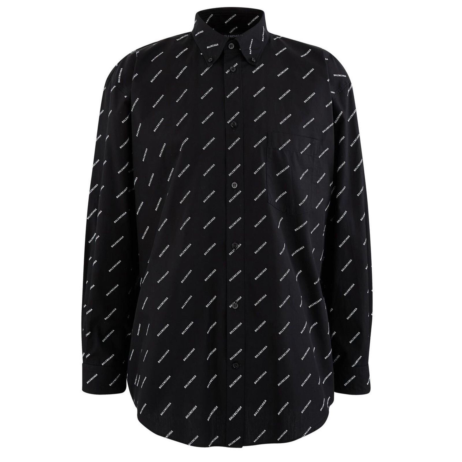 Balenciaga Balenciaga Black White All Over Logo Long Sleeve Button Up Size US M / EU 48-50 / 2 - 1 Thumbnail