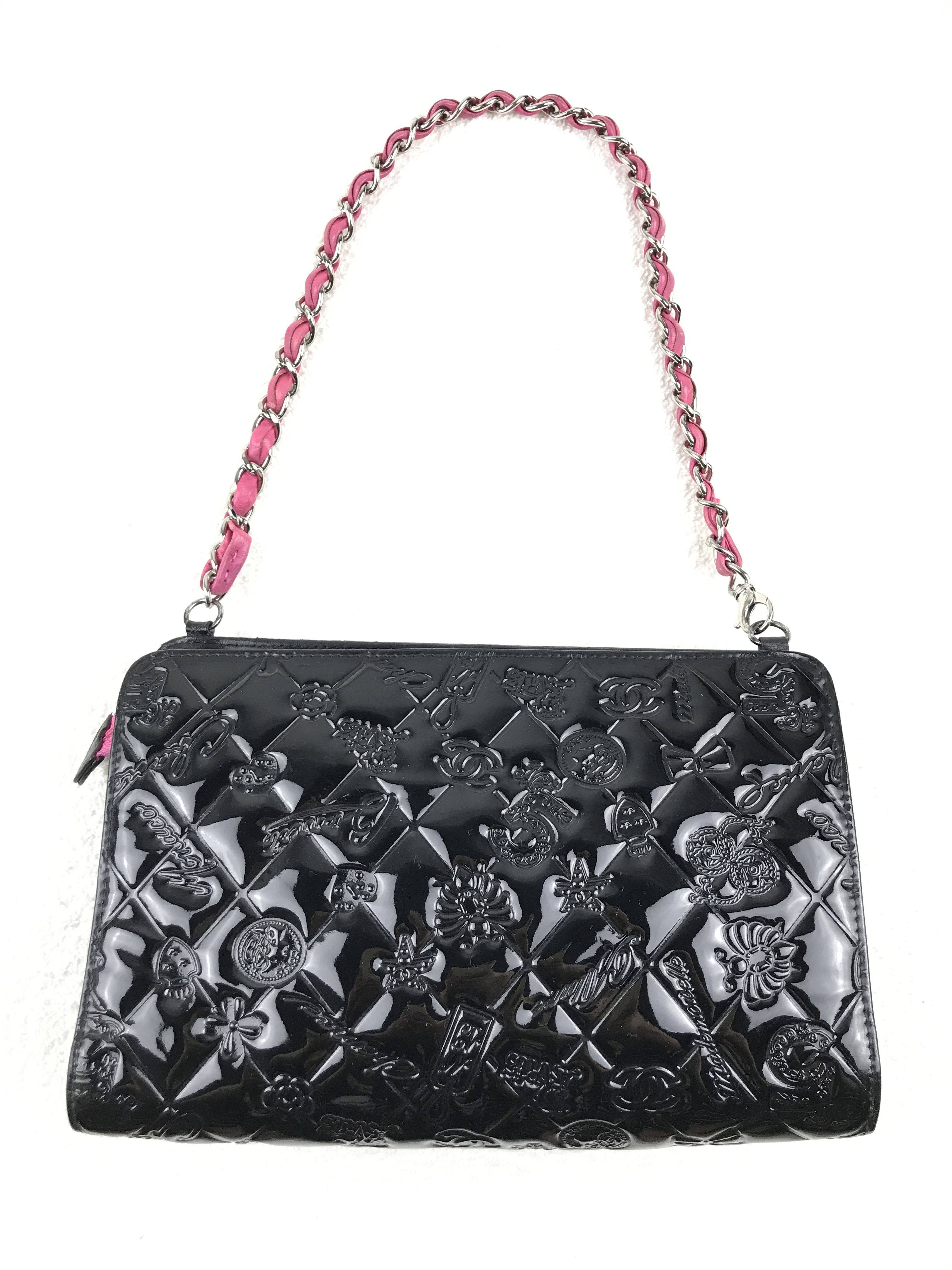 image of Chanel Embossed Lucky Symbols Bag With Silver Hardware in Black, Women's