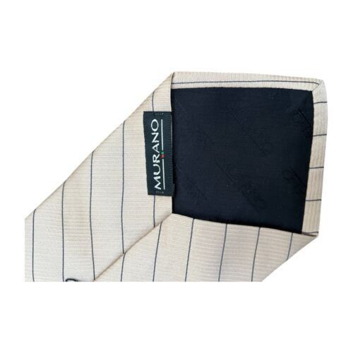 Murano Hand Made MURANO White Striped Tie. Size ONE SIZE - 2 Thumbnail