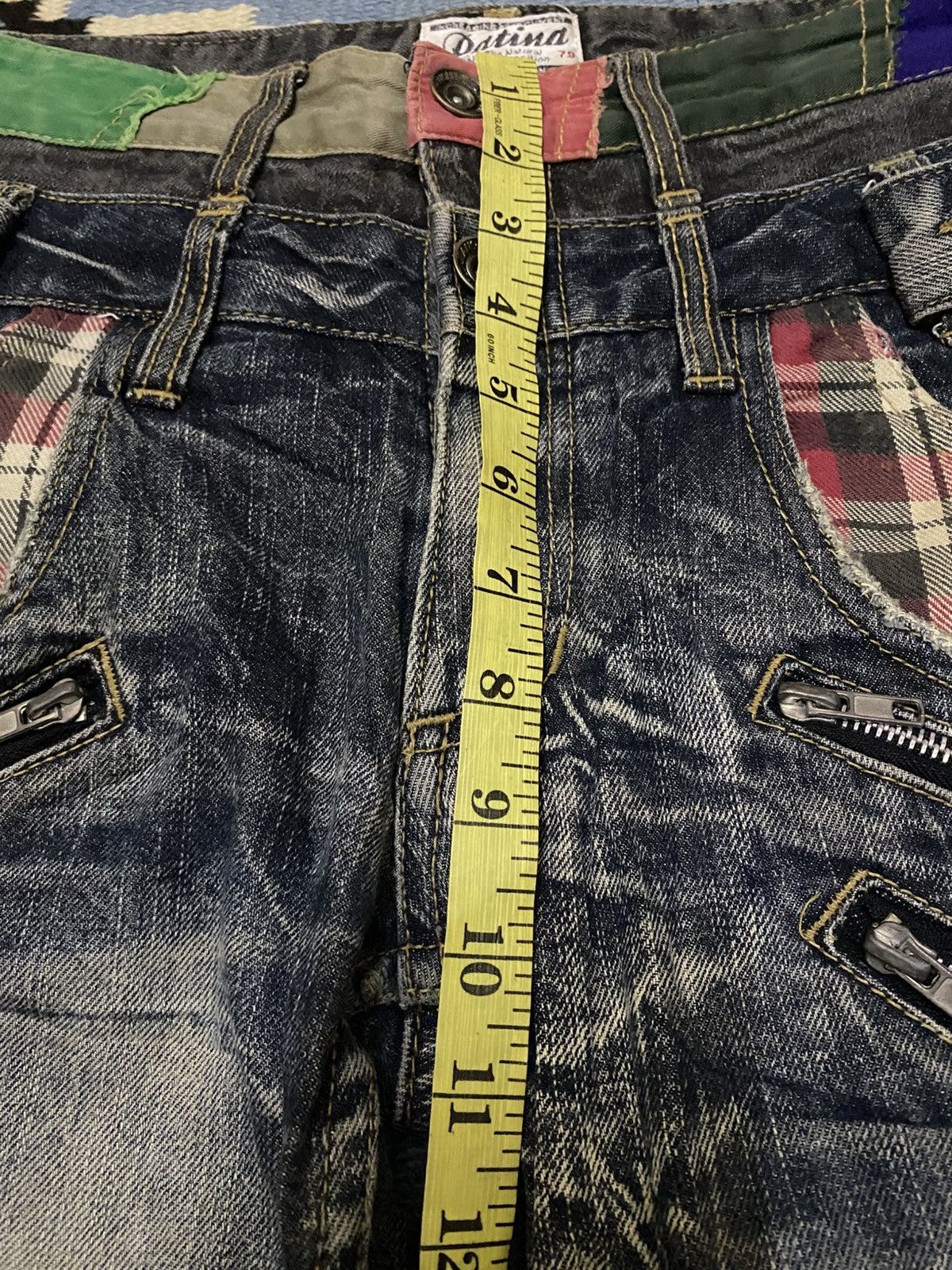 Japanese Brand DISTRESSED DENIM PATINA DOUBLE WAIST LIGHTNING SPARK JEAN Size US 30 / EU 46 - 17 Thumbnail