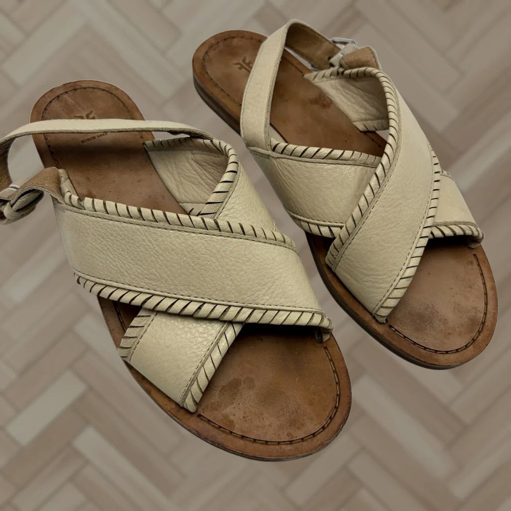 Frye Frye Sandals Women 8 M Leather Robin Feather Camel Flat Buckle Casual Size US 8 / IT 38 - 1 Thumbnail