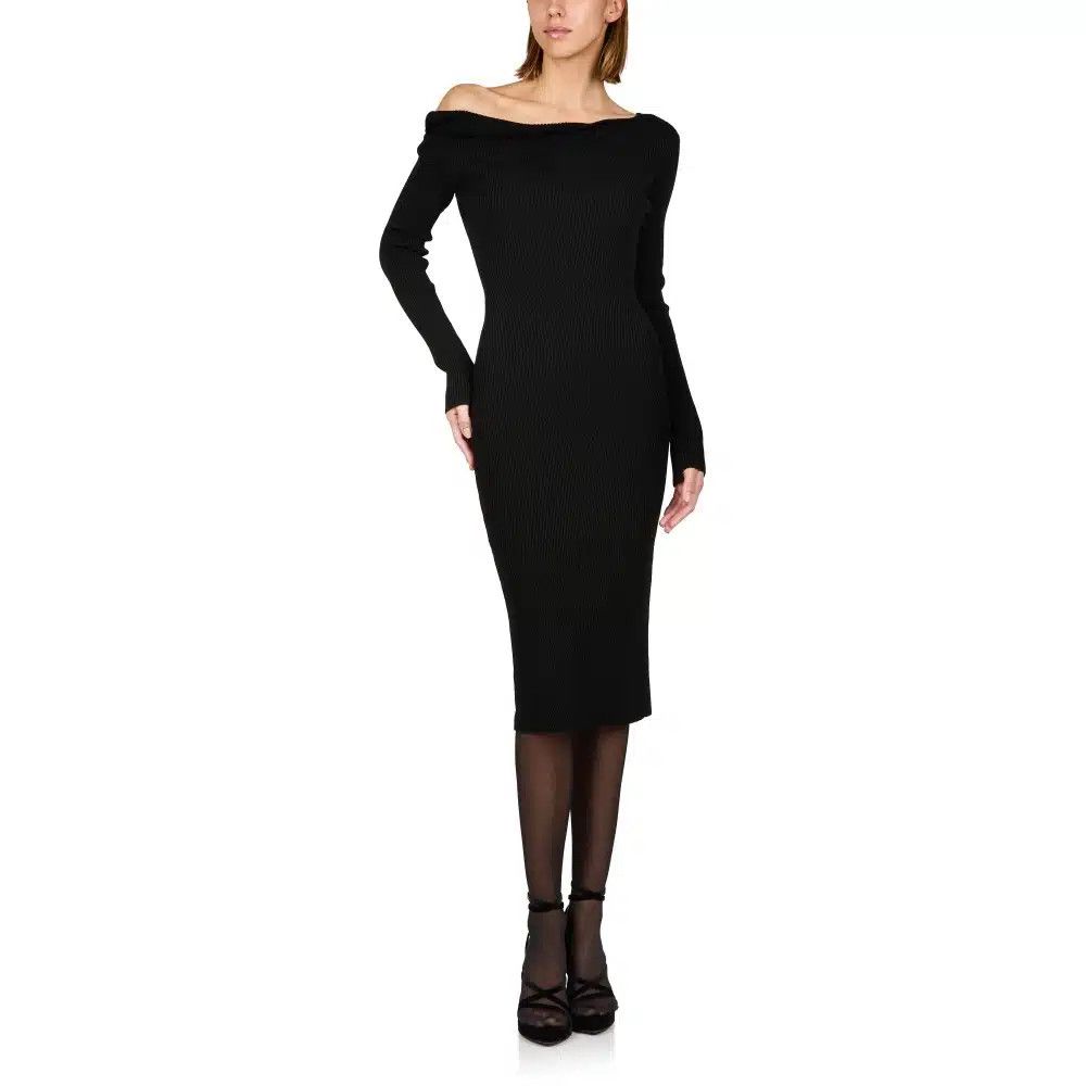 Tom Ford o1loc1c0325 ACK326 Stretch Wool Ribbed Dress in Black Size XS / US 0-2 / IT 36-38 - 2 Thumbnail