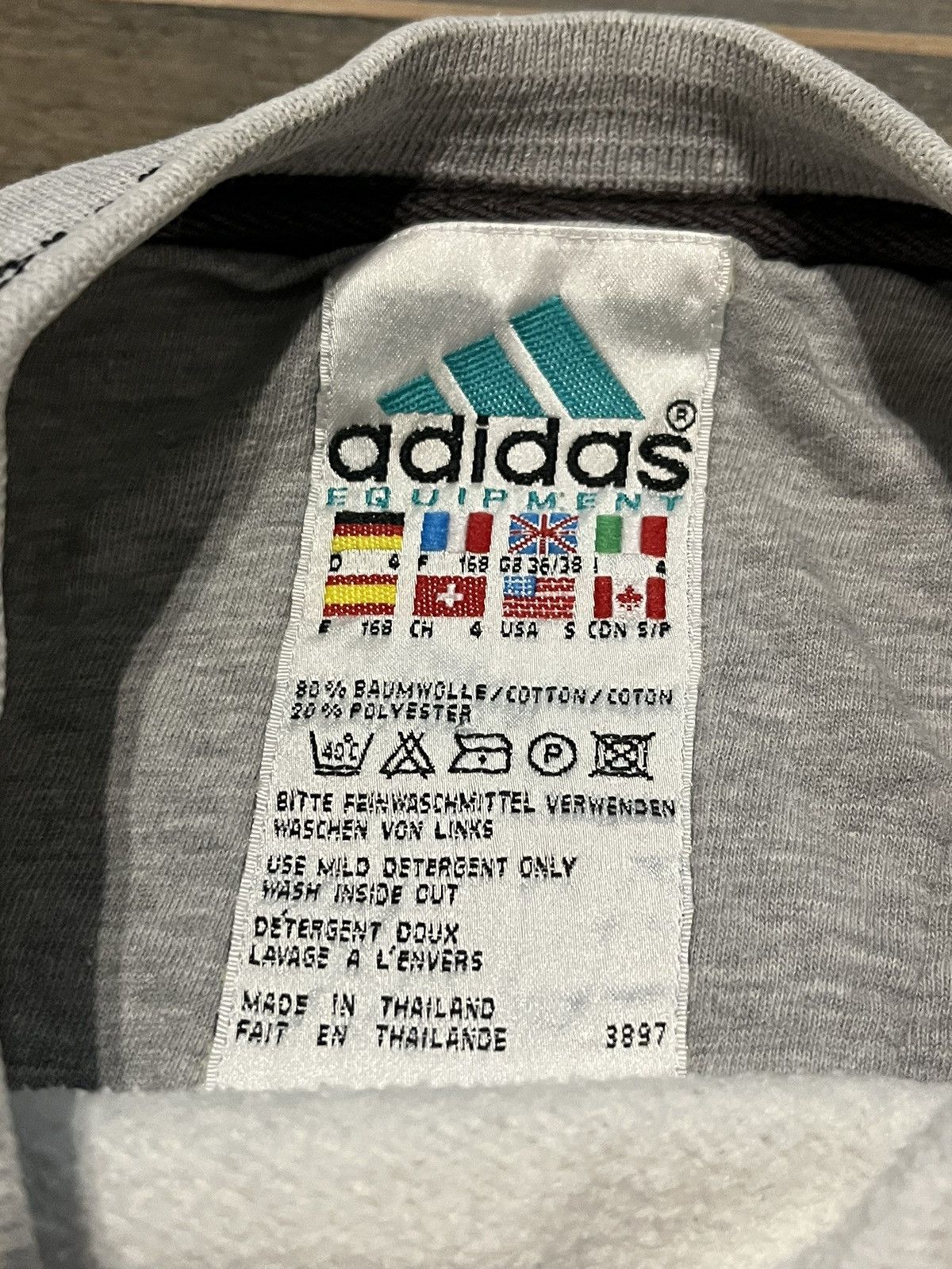 Adidas × Vintage 90s Vintage Adidas Equipment Grey Baggy Crewneck Sweatshirt Size US S / EU 44-46 / 1 - 4 Thumbnail