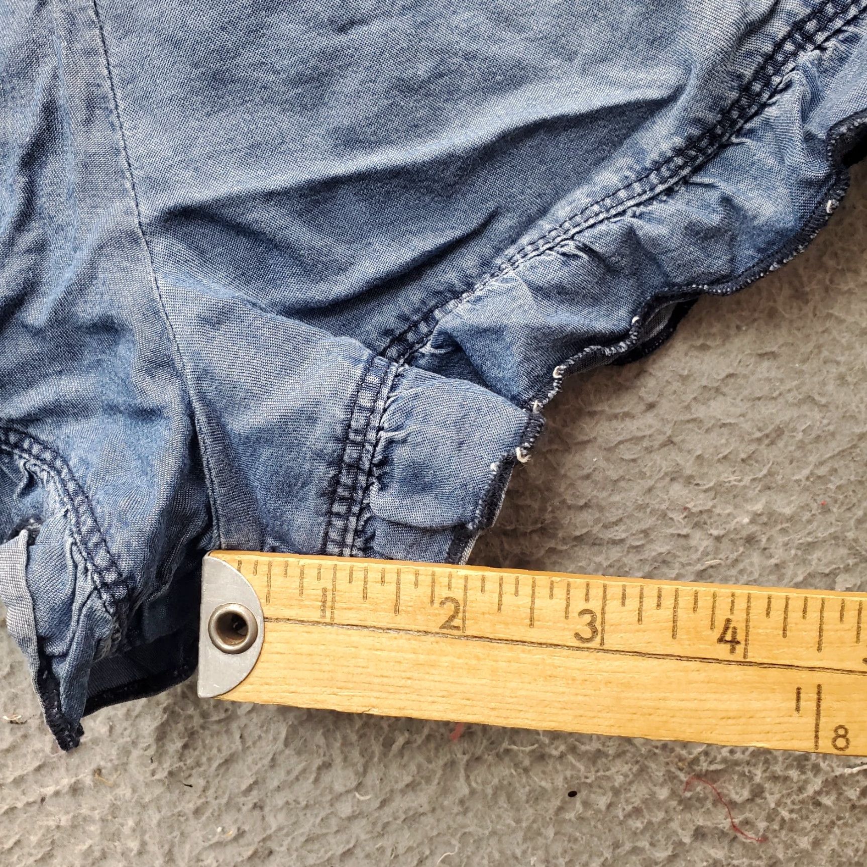Vintage American Rag Cie Romper Womens Size M Denim Off-The-Shoulder Sleeveless Blue Size 32" / US 10 / IT 46 - 5 Thumbnail