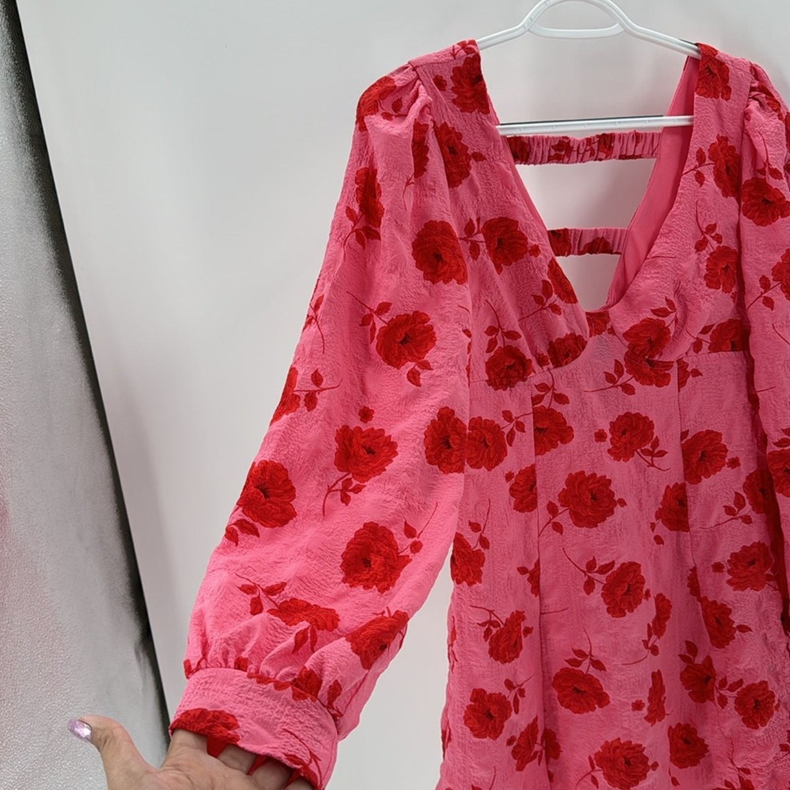 Other Crystal Doll Floral Puff Sleeve Mini Dress pink Barbie sz S Size S / US 4 / IT 40 - 3 Thumbnail
