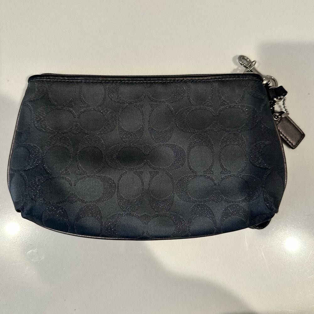 Coach COACH Wristlet Signature Dark Charcoal Gray Metallic Canvas Size ONE SIZE - 6 Thumbnail