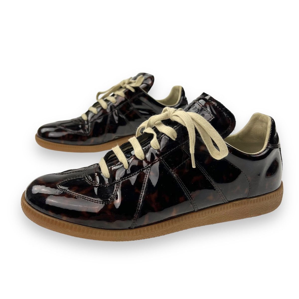 image of Maison Margiela Tortoise Shell Patent Leather Replicas Shoes in Brown, Men's (Size 8)