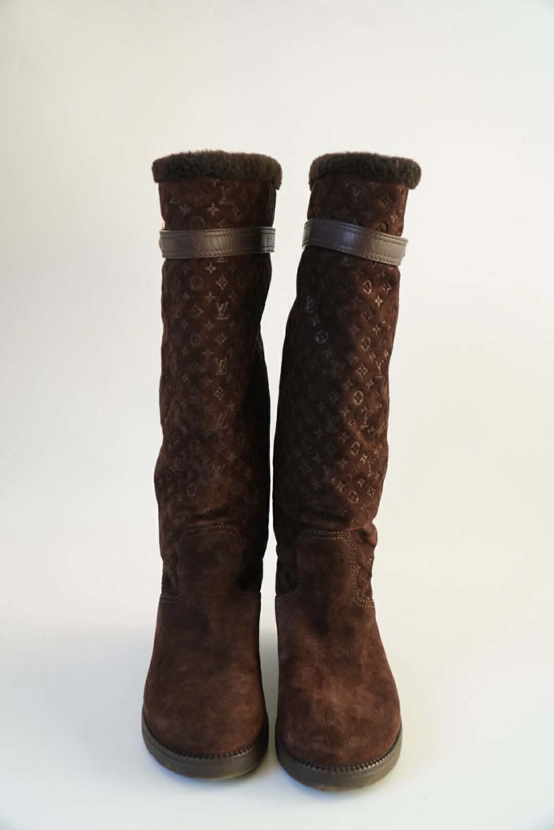 Louis Vuitton Louis Vuitton Brown Monogram Suede Moto Boots Size US 6 / IT 36 - 3 Thumbnail