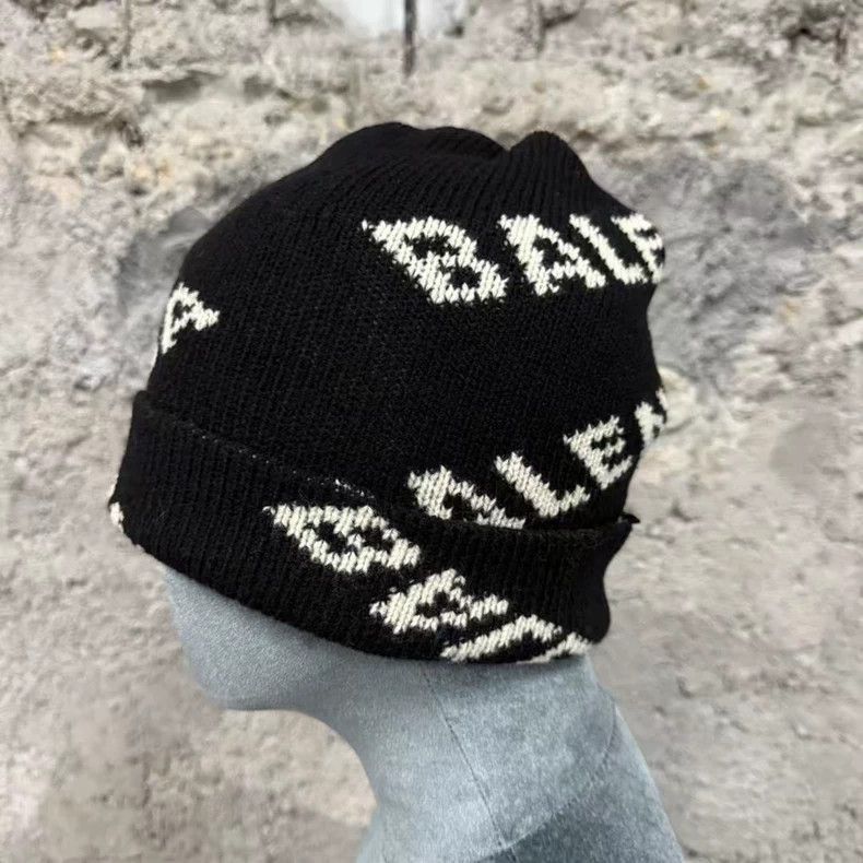 Balenciaga Balenciaga Black Knit Beanie Hat-2506 Size ONE SIZE - 2 Thumbnail