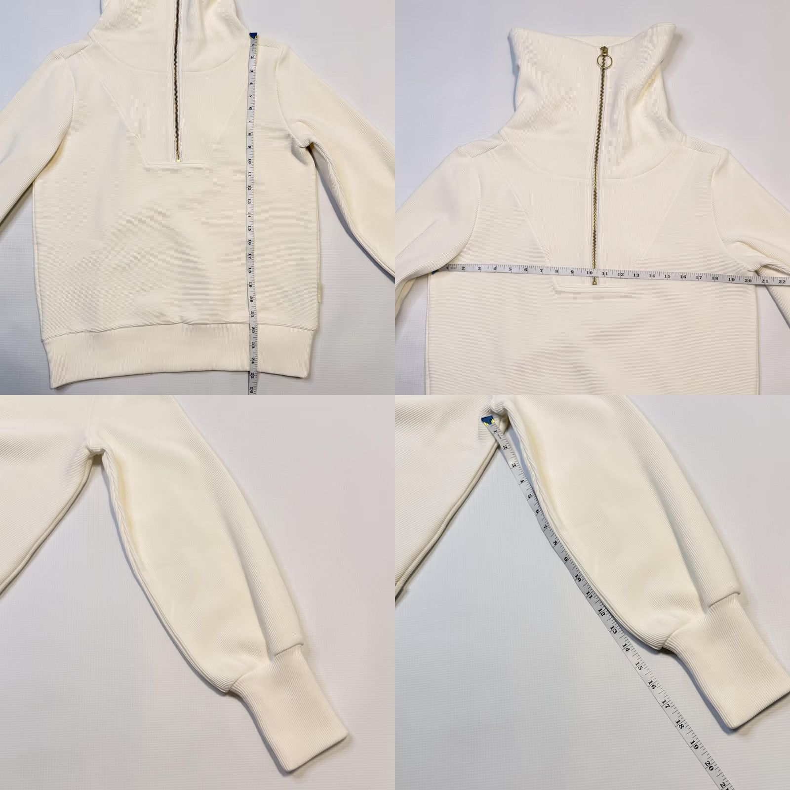 Varley Varley Womens Sweatshirt Vine Half Zip High Neck 2XS White Balloon Sleeve Pullover Size XXS / US 00 / IT 34 - 9 Thumbnail