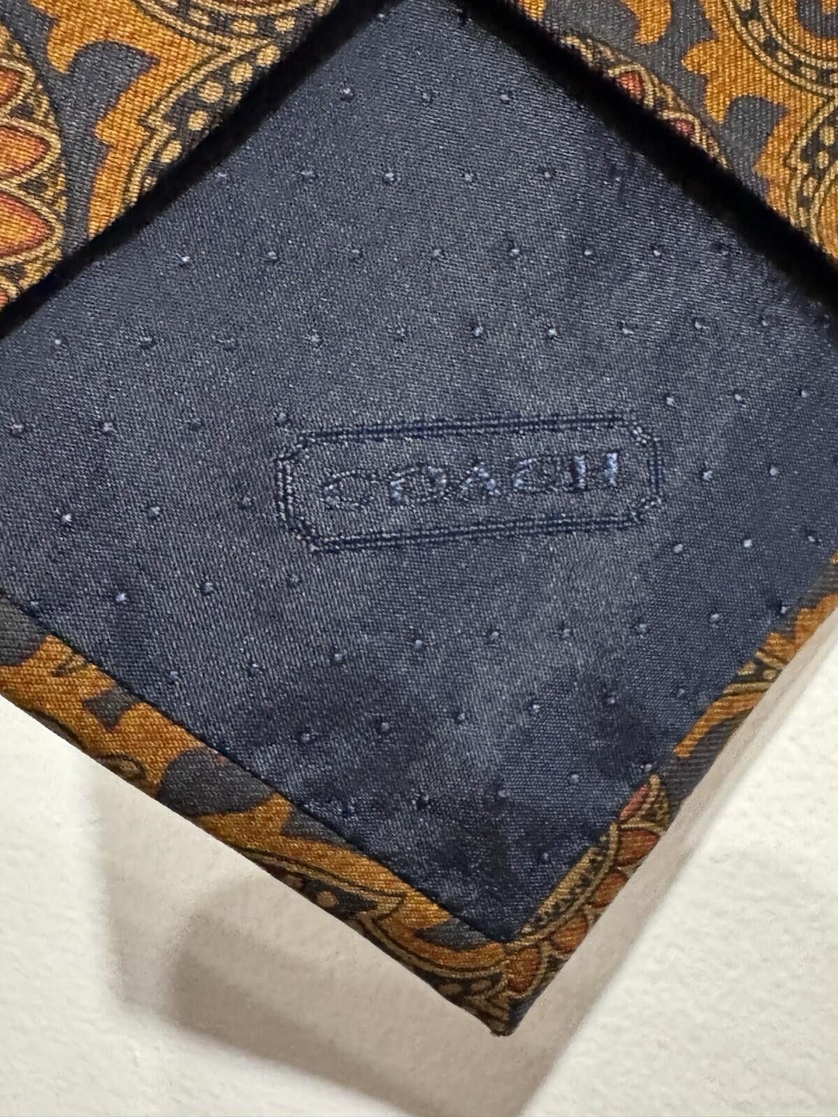 Coach COACH Men's 100% Silk Necktie ITALY Luxury Designe tan Black Size ONE SIZE - 8 Thumbnail