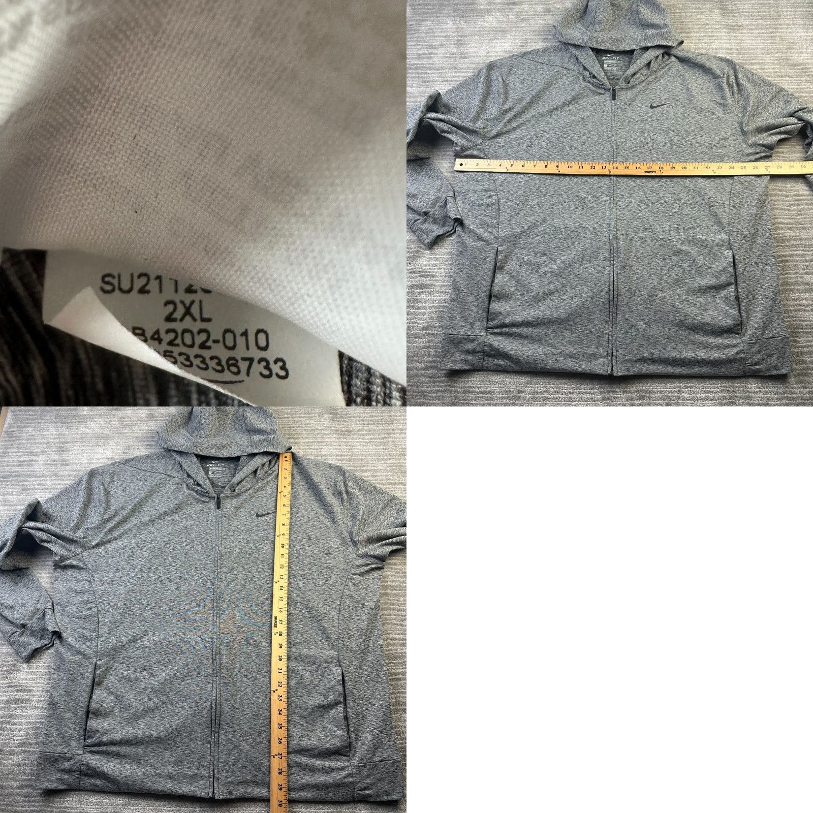 Nike Nike Jacket Mens 2XL Gray Full Zip Gym Training Performance Stretch Polo Collared Button-Down Embroidered Logo 2XL Mens Adidas? Wait no. Size US XXL / EU 58 / 5 - 8 Thumbnail