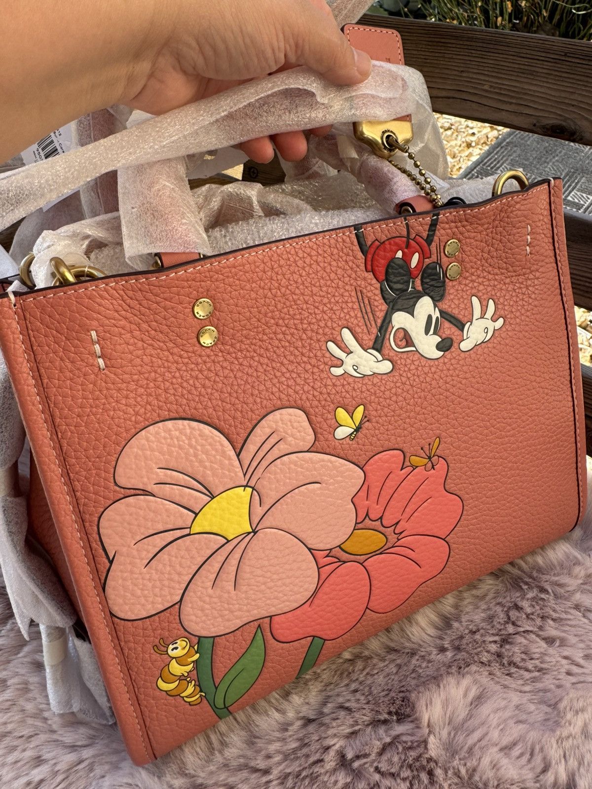 Coach DISNEY X COACH Rogue 25 Leather Mickey Mouse Flower Pink NWT Size ONE SIZE - 12 Thumbnail