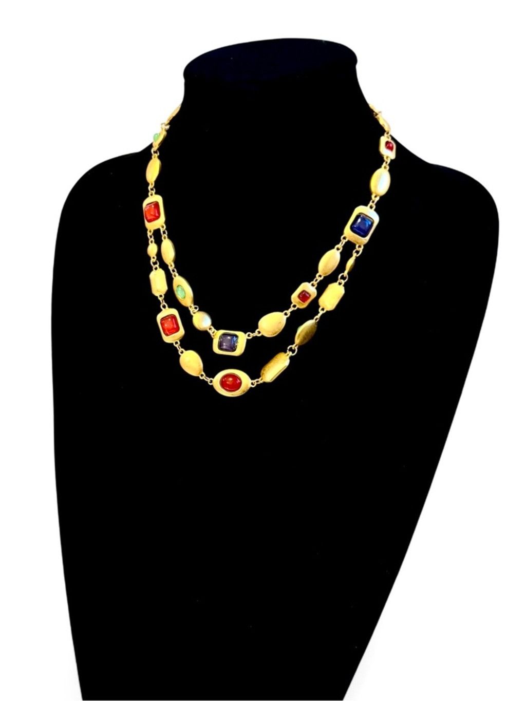 Neiman Marcus Luxury Gold Multi-Stone Double Strand Necklace | NEW Size ONE SIZE - 5 Thumbnail