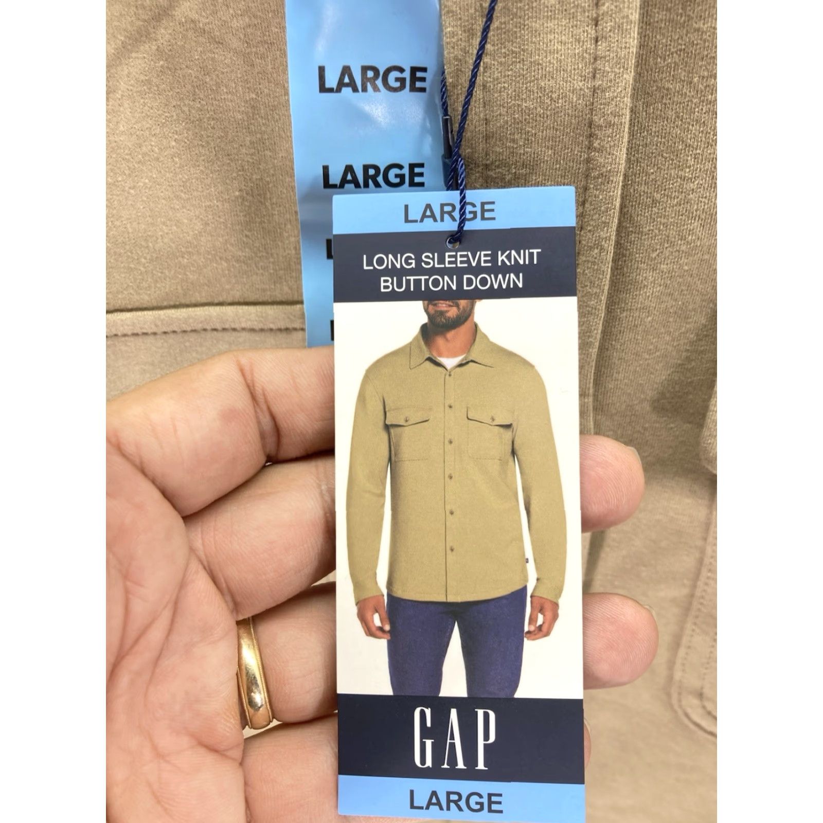 Gap VINTAGE Gap Knit Shirt Men L Brown Button Long Sleeve Cotton Blend Stretch NWT Size US L / EU 52-54 / 3 - 5 Thumbnail