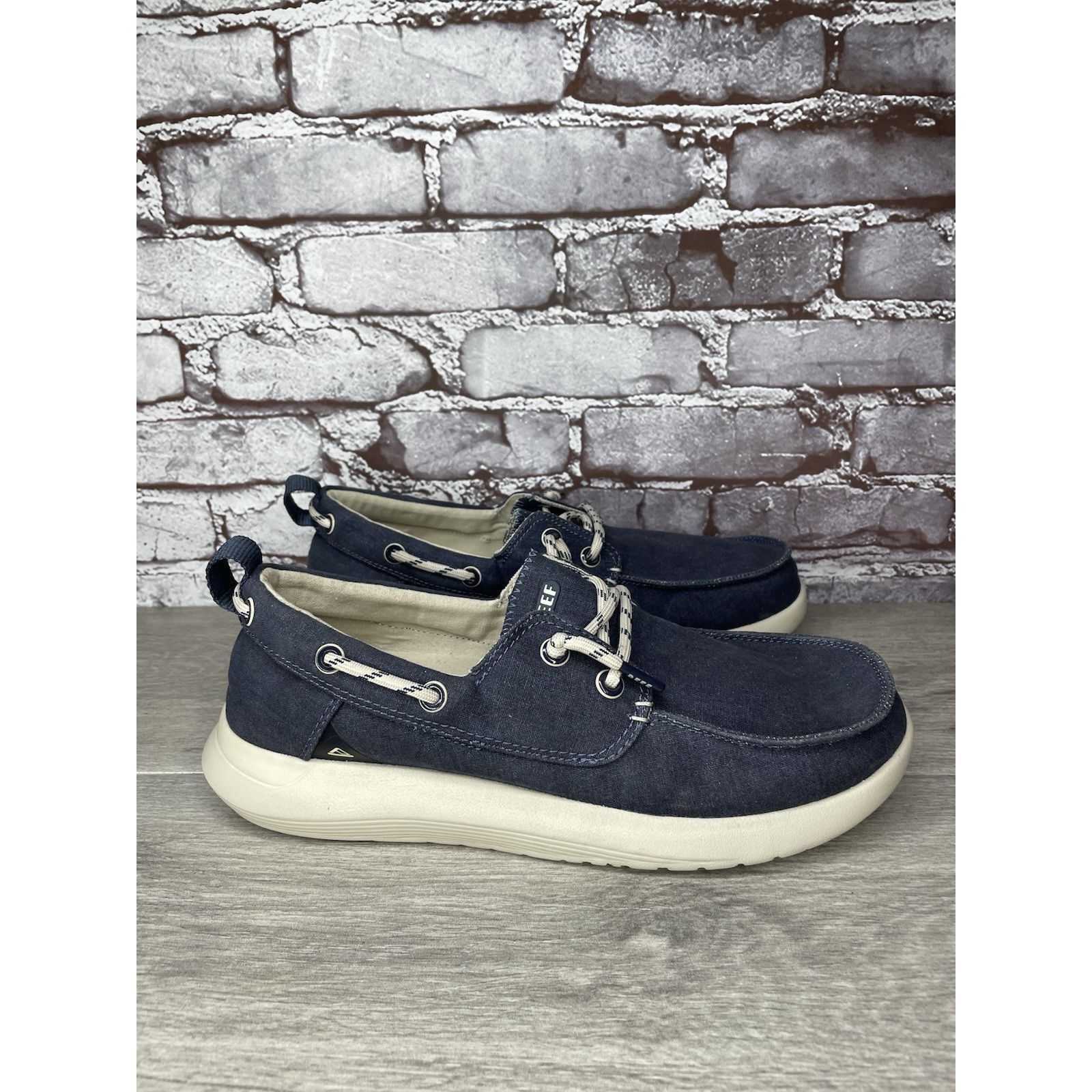 REEF Reef Swellsole Pier Shoes Navy Blue Canvas Fabric Boat Shoes Size US 11 / EU 44 - 3 Thumbnail