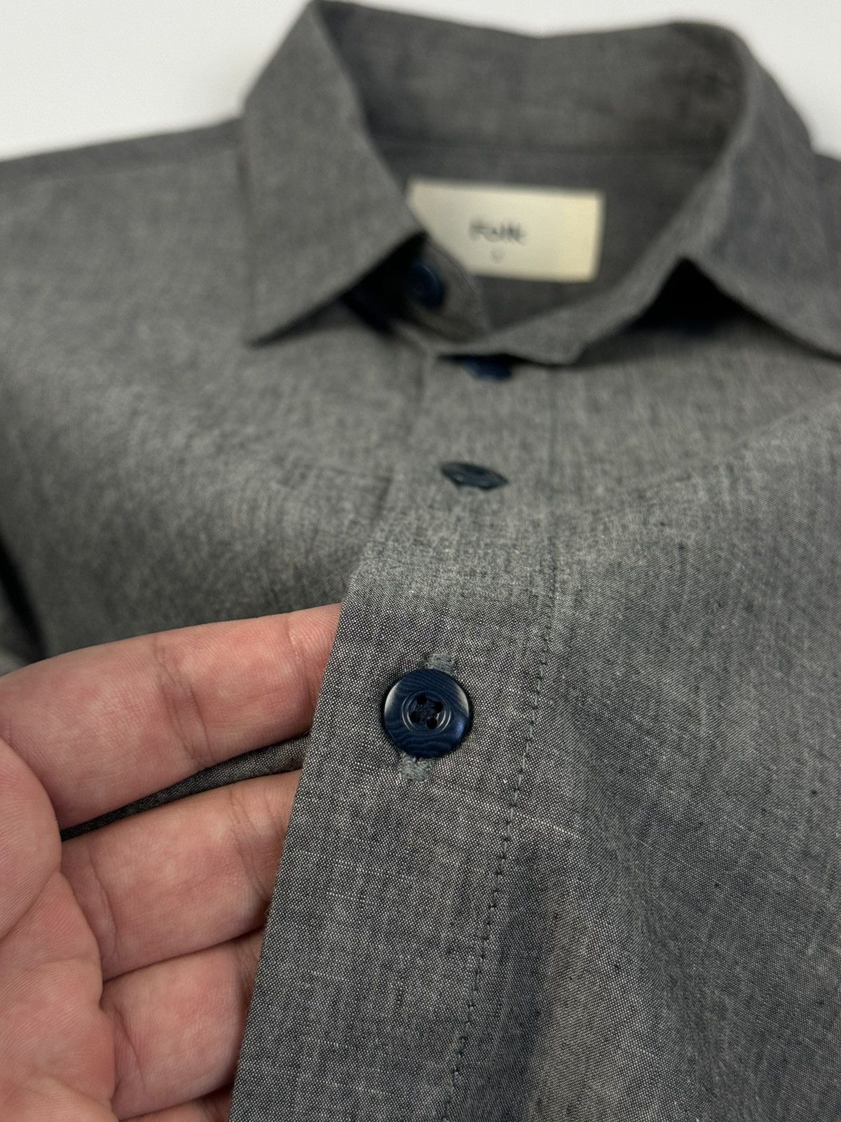 Folk FOLK Grey Cotton Button Down Long Sleeve Shirt Size US M / EU 48-50 / 2 - 6 Thumbnail