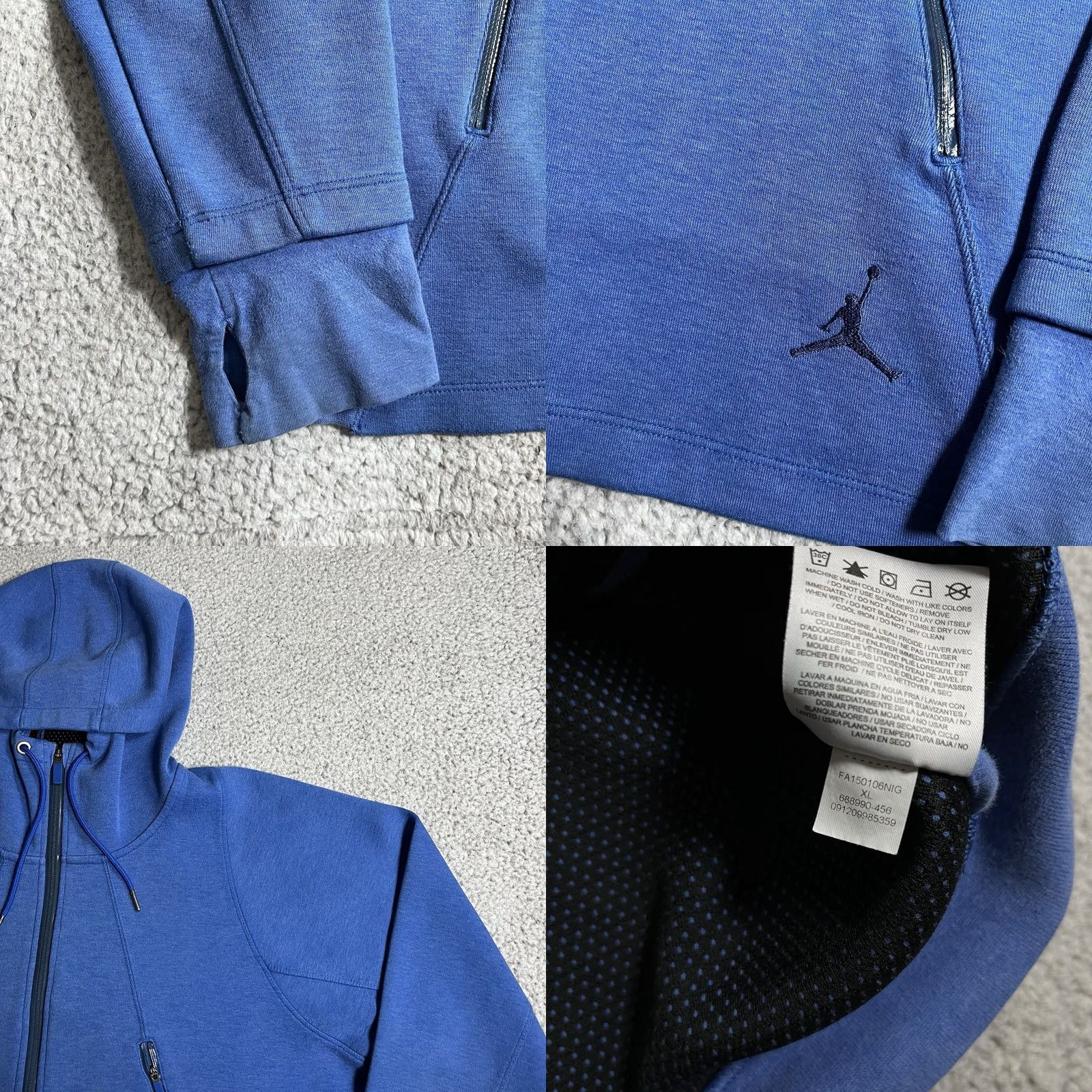 Jordan Brand Jordan Hoodie Mens XL Blue Full Zip Fleece Jumpman Sweatshirt Nike Air Size US XL / EU 56 / 4 - 9 Thumbnail