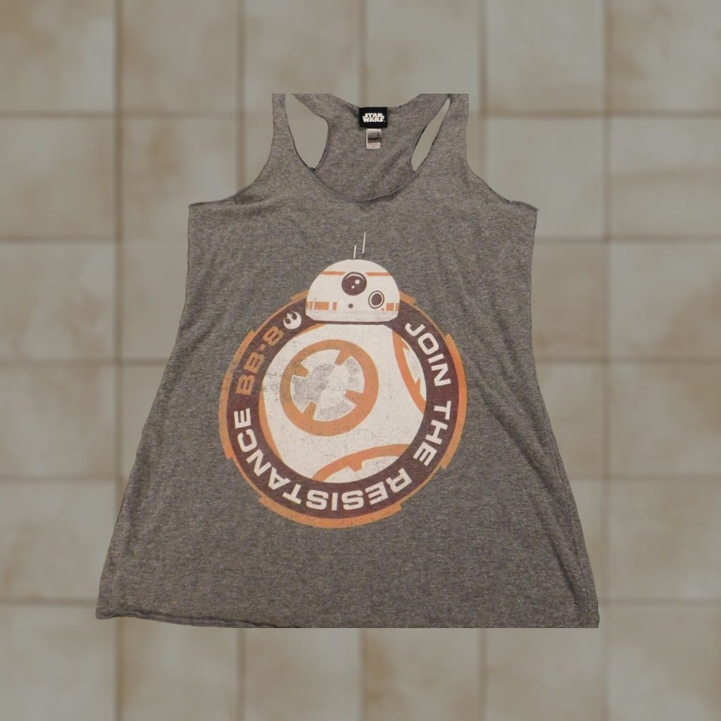 Star Wars Star Wars Shirt Women Tank Small Gray Crew Neck Sleeveless Cotton Stars Graphic Casual Ruffles Vintage: No Stretch Size S / US 4 / IT 40 - 1 Thumbnail
